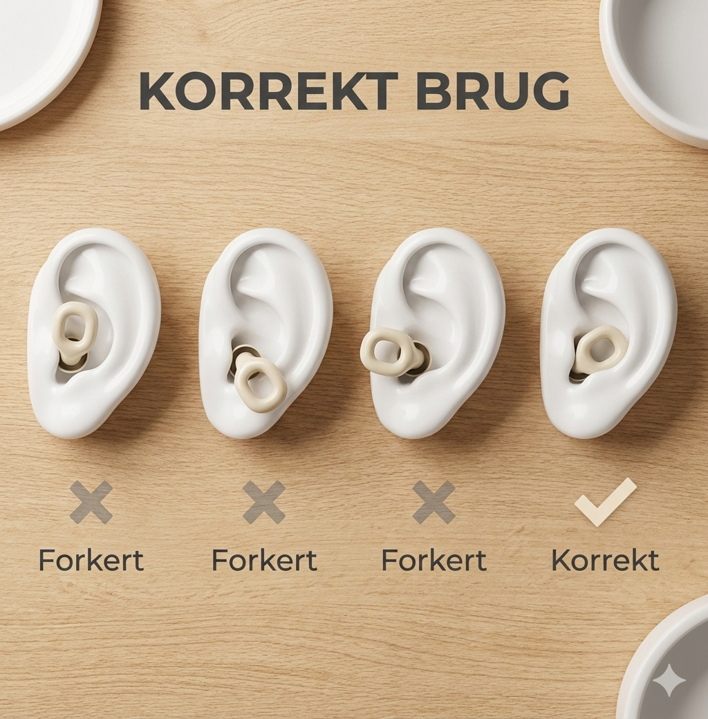 Korrekt brug af støjreducerende ørepropper, trin for trin guide til indsættelse i øret